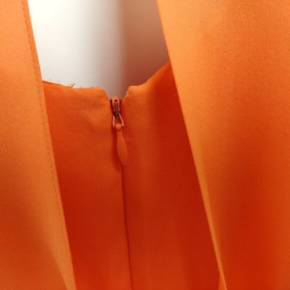 Tibi Silk Ruffle Dress Size 8 Orange Coral Sleeveless Lined Feminine Flowy - Picture 7 of 12